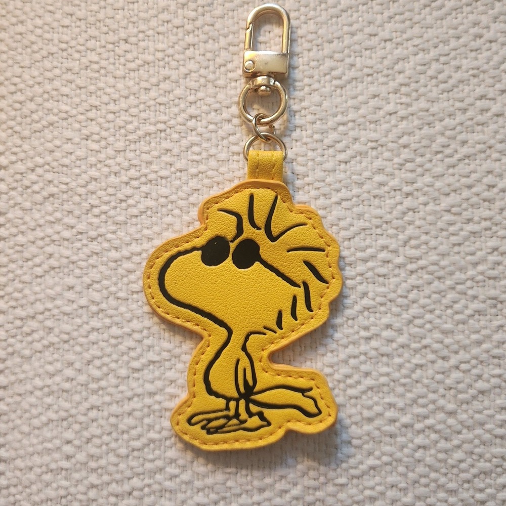 Peanuts Woodstock Bag Charm Keychain Unisex OS Yellow Excellent Faux Leather